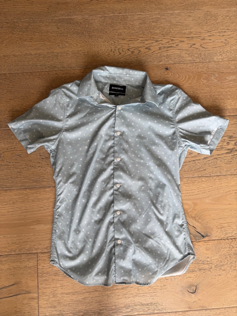 Bonobos Light Blue Short Sleeve Button-Up with Dot Print
